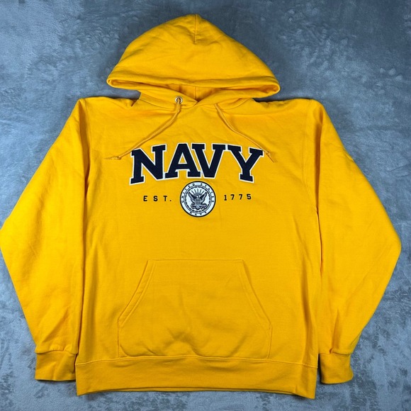 Champion Other - Champion Navy Est 1775 Hoodie Yellow Pullover Sweatshirt Mens Medium